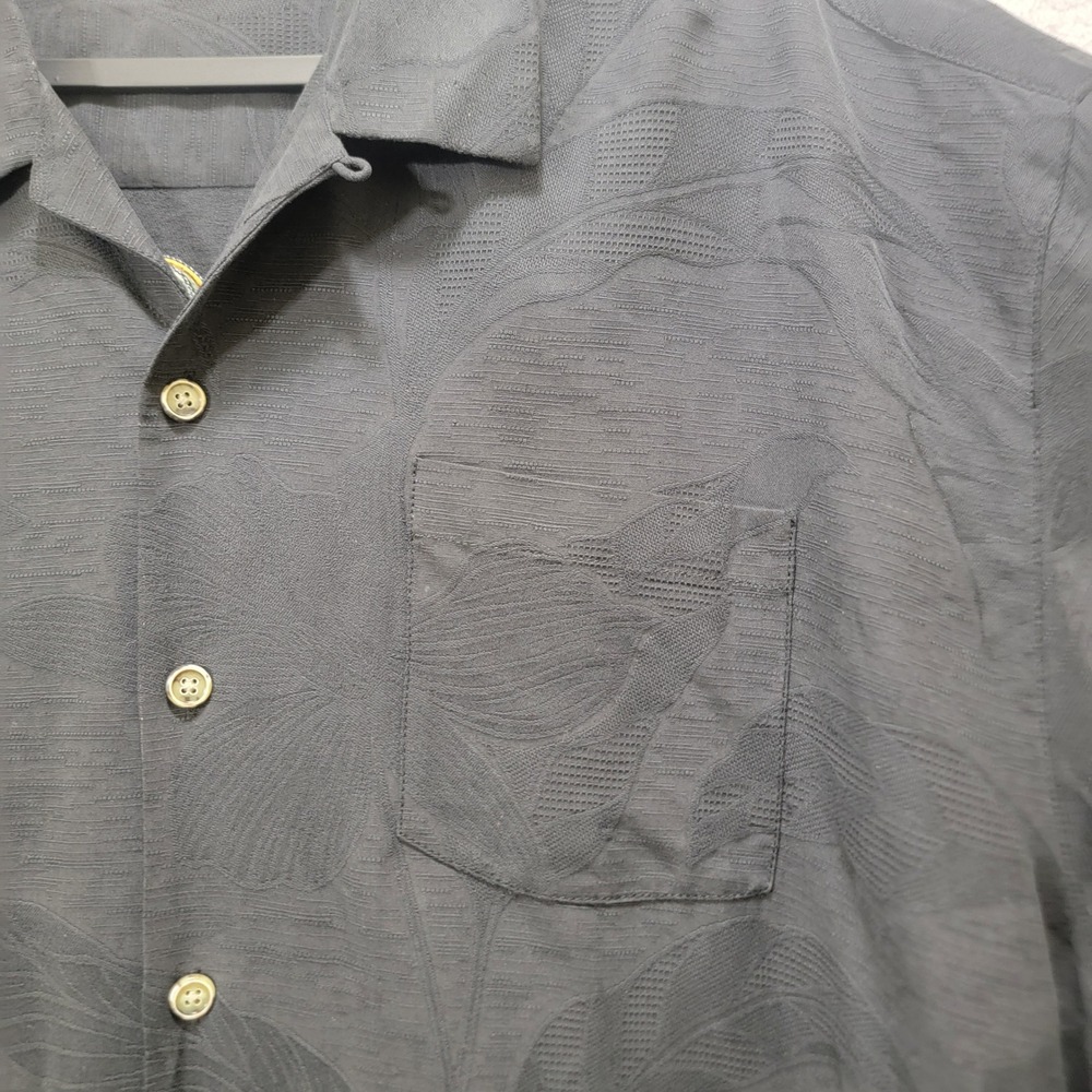 Tommy Bahama Men XXL Black Silk Jacquard Six Flights A Day Wine Embroidery Shirt - Picture 11 of 14